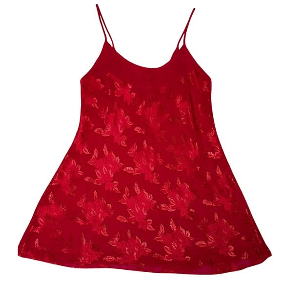 Vintage Preview Collection Red Embroidered Lingerie Slip Dress - Size Large - Picture 1 of 3